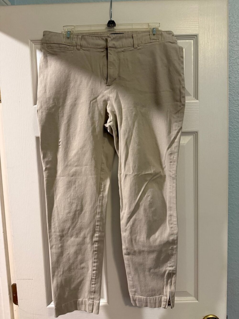 E39 by Eric Khaki Ankle Pants Size 12 Ankle Zip Cotton Stretch